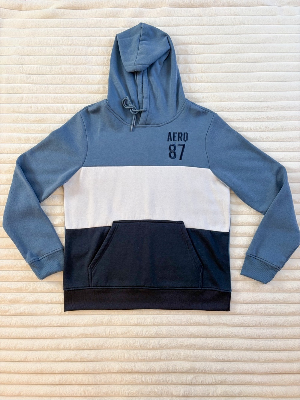 Men's Aeropostale Colorblock Hoodie - Blue/White/Navy L